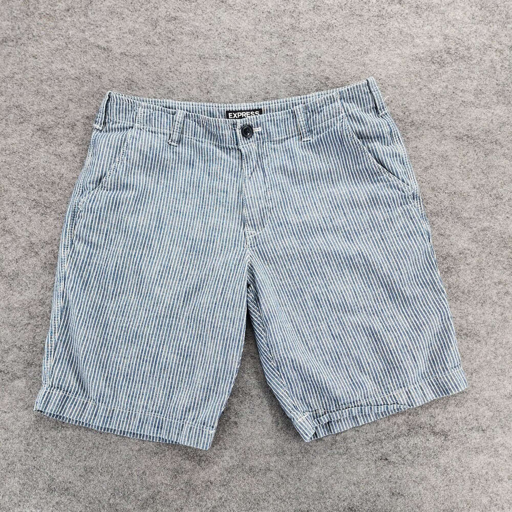 Express Shorts Womens 30 Chino Blue Striped
